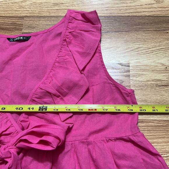 SHEIN Plunging Neck Ruffle Trim Bow Tie Front Top size L - Picture 6 of 14